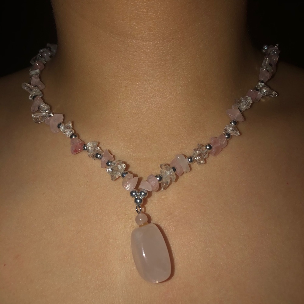 PINK STONE HANDMADE NECKLACE REAL